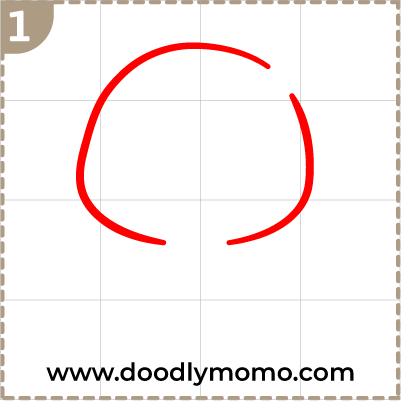 Step1: Drawing the head outline of a cute koala step by step