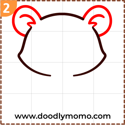 Step 2: Adding Ears and ear details of tiger to the drawing