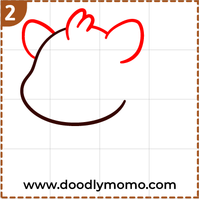 Step 2: Adding ears and hair to the wild boar drawing