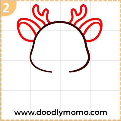 Step 2: Adding horn and ears to the deer drawing