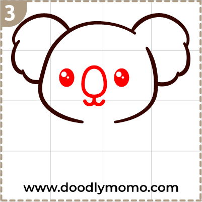 Step 3: Sketching the Koala's eyes, nose, mouth step by step for beginners