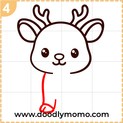 Step 4: Drawing the deer's left front leg in simple steps