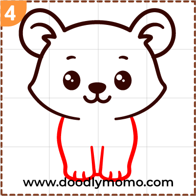 Step 4 Drawing the tiger's front legs in simple steps