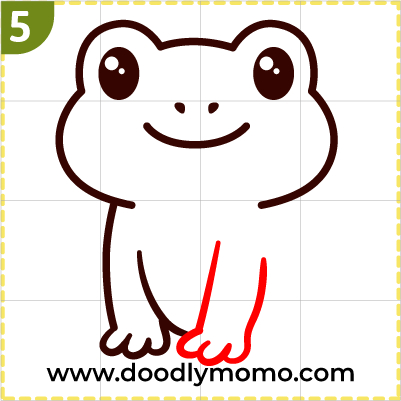 Step 5: Adding cute frog's right front leg to the drawing