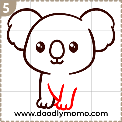 Step 5: Adding koala's left front leg to the drawing