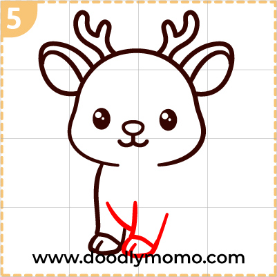 Step 5: Adding right leg of Deer to the drawing