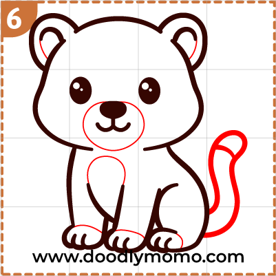 Step 6: Outlining the Jaguar's tail and additional detail for kids