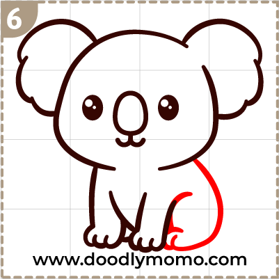 Step 6: Outlining the koala's back  drawing for kids