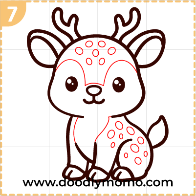 Step 7: Final touches on the cute deer drawing