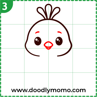 step 3: Sketching the peacock's eyebrows and beak step by step for beginners