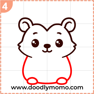 step 4 Drawing the hedgehog's body and feet in simple steps