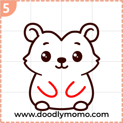 step 5 Adding hedgehog front legs to the drawing