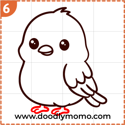 step 6 Outlining the feet of robin drawing for kids