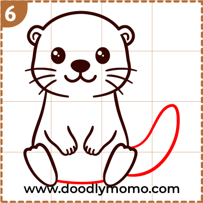 Step 6: Outlining the tail and bottom part of otter drawing for kids