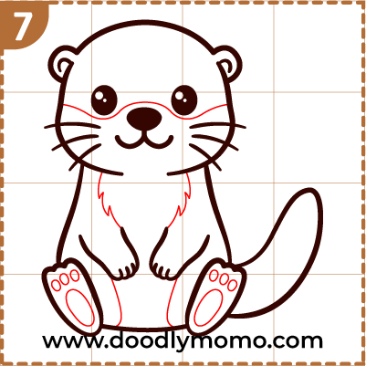 Step 7: Final touches on the cute otter drawing
