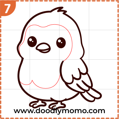 step 7 Final touches on the cute robin drawing