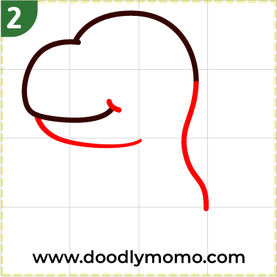 step 2 Adding chin and backside of Trex dino to the drawing