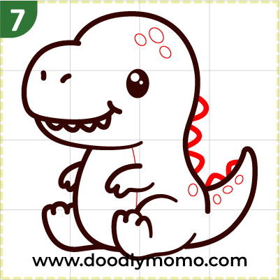 step 7 Final touches on the cute t-rex dinosaur drawing