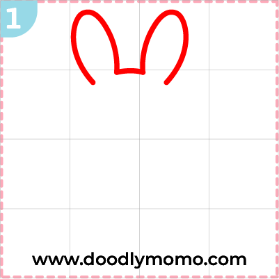 step 1 Drawing the ears of a cute easter bunny step by step