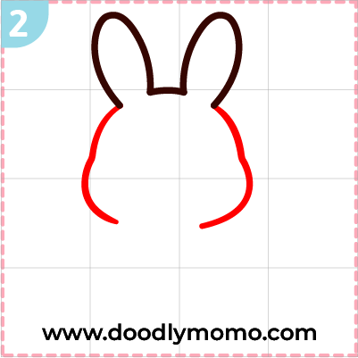 step 2 Adding cheeks to the easter bunny drawing
