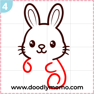 step 4 Drawing the easter bunny's legs and back in simple steps