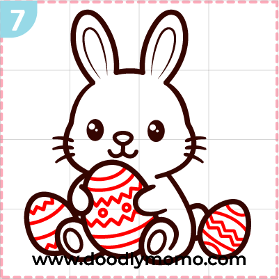 step 7 Final touches on the cute easter bunny drawing